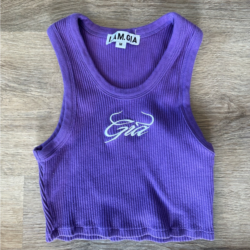 I.AM.GIA Purple Ribbed Crop Tank
